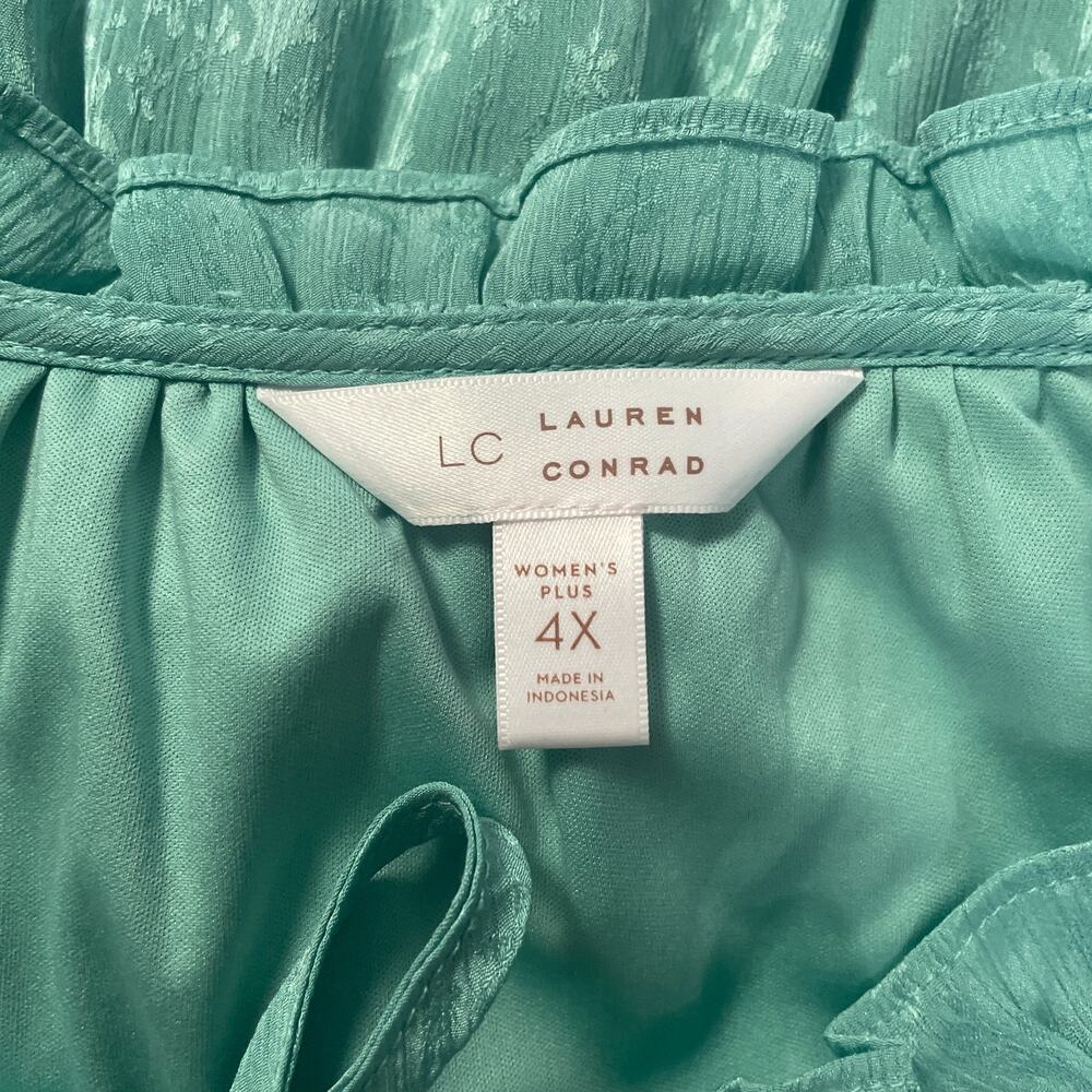 LC Lauren Conrad Dress Plus Size 4X Teal Blue Ruffle Boho Peasant Feminine - Picture 7 of 13